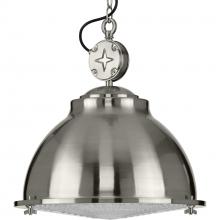 Progress P500212-009 - Medal Collection One-Light Brushed Nickel Clear Patterned Glass Coastal Pendant Light