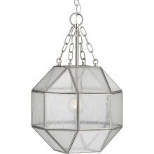 Progress P500221-009 - Mauldin Collection One-Light Brushed Nickel Clear Seeded Glass Global Pendant Light