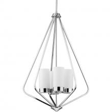 Progress P500305-015 - Elevate Collection Four-Light Polished Chrome and Etched White Glass Modern Style Hanging Pendant Li