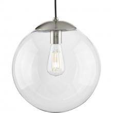Progress P500311-009 - Atwell Collection 12-inch Brushed Nickel and Clear Glass Globe Large Hanging Pendant Light