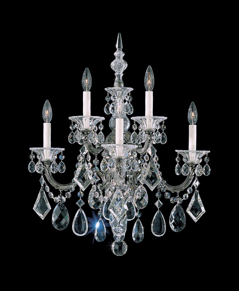 La Scala 5 Light 120V Wall Sconce in French Gold with Heritage Handcut Crystal