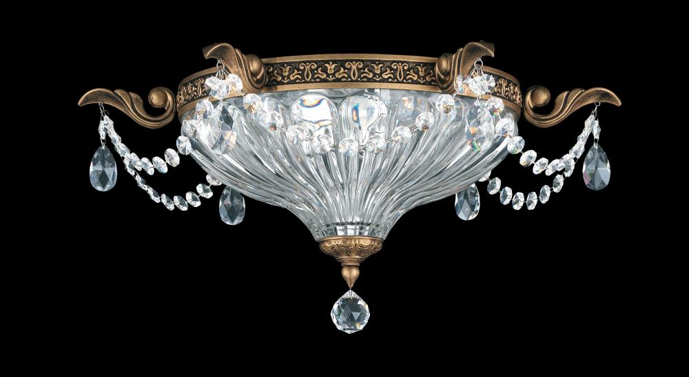 Milano 2 Light 120V Flush Mount in Antique Silver with Clear Crystals from Swarovski
