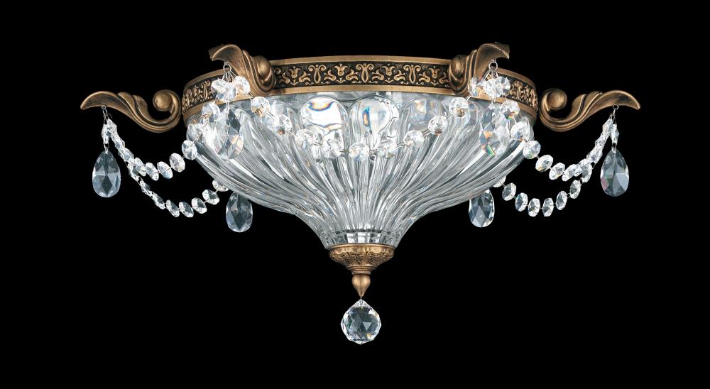Milano 2 Light 120V Flush Mount in French Gold with Heritage Handcut Crystal