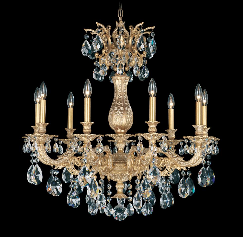 Milano 9 Light 120V Chandelier in Parchment Gold with Clear Crystals from Swarovski