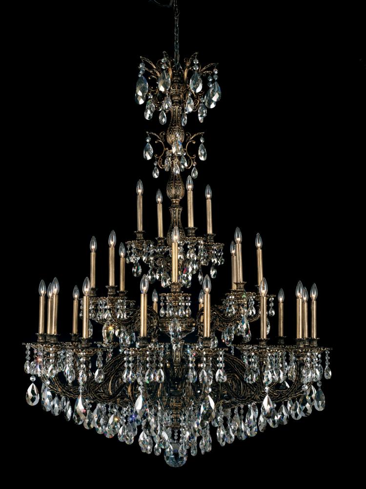 Milano 28 Light 120V Chandelier in French Gold with Clear Crystals from Swarovski
