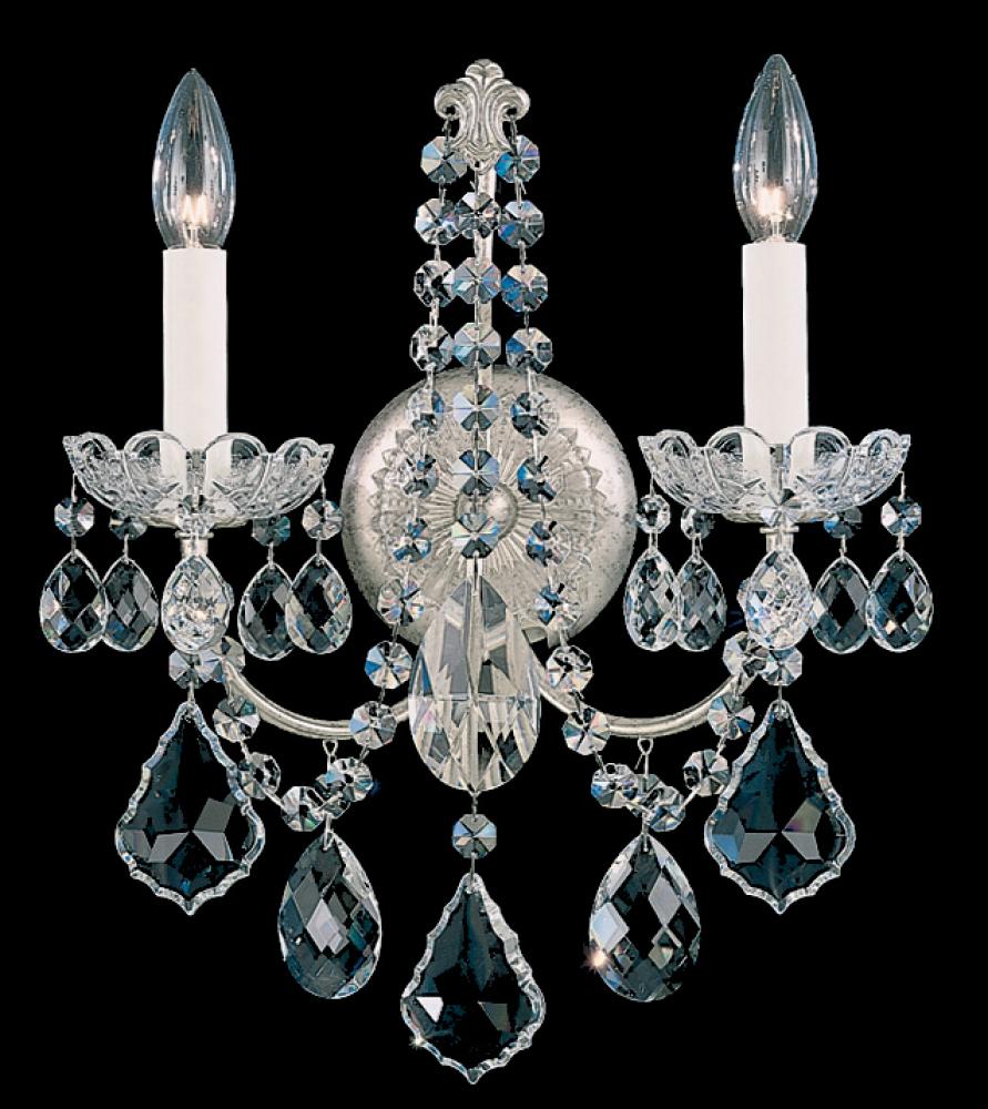 New Orleans 2 Light 120V Wall Sconce in Antique Silver with Clear Crystals from Swarovski