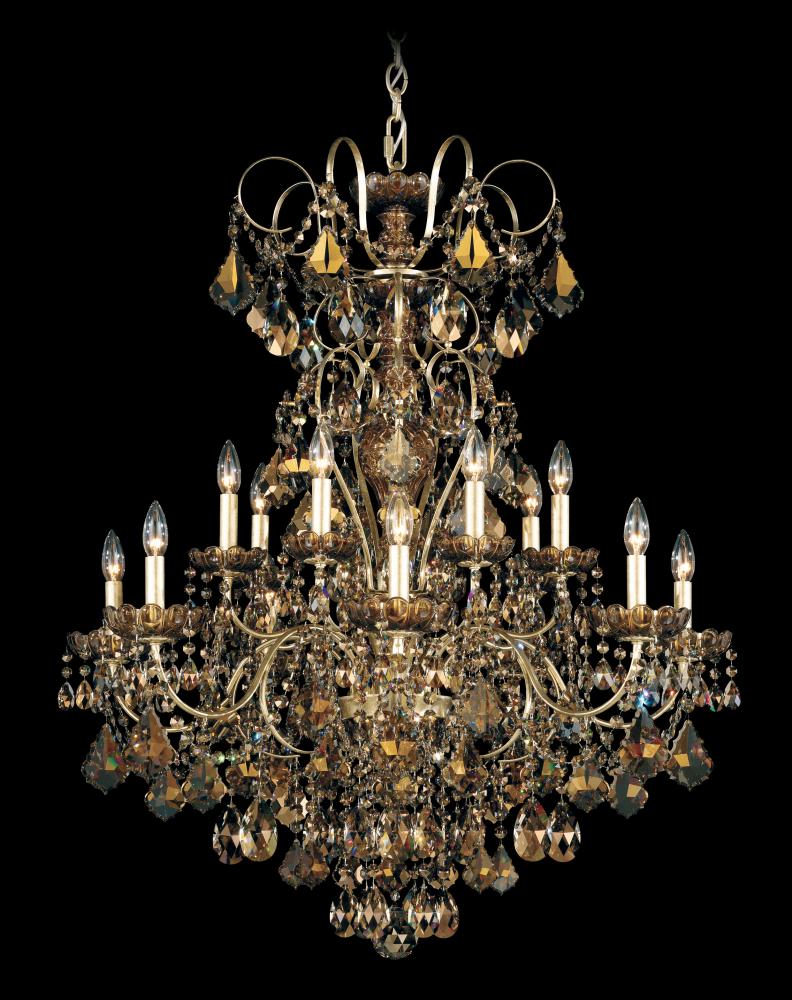 New Orleans 14 Light 120V Chandelier in Etruscan Gold with Clear Crystals from Swarovski