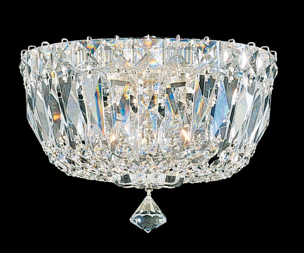 Petit Crystal Deluxe 3 Light 120V Flush Mount in Aurelia with Clear Optic Crystal