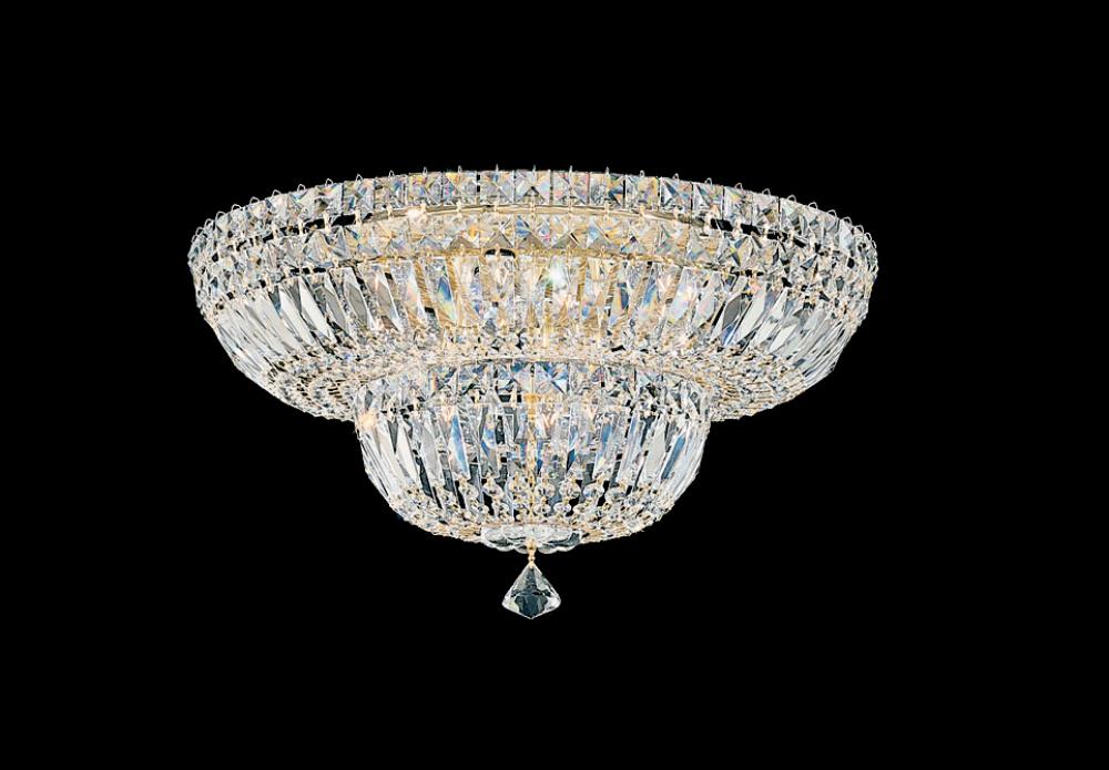 Petit Crystal Deluxe 9 Light 120V Flush Mount in Aurelia with Clear Optic Crystal