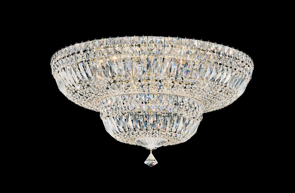 Petit Crystal Deluxe 13 Light 120V Flush Mount in Aurelia with Clear Optic Crystal