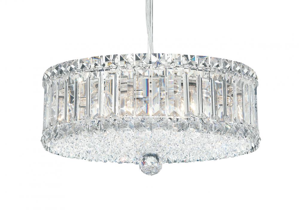 Plaza 9 Light 120V Pendant in Polished Stainless Steel with Clear Crystals from Swarovski