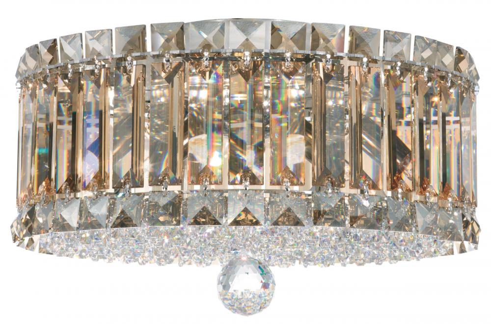 Plaza 4 Light 120V Flush Mount in Polished Stainless Steel with Clear Crystals from Swarovski