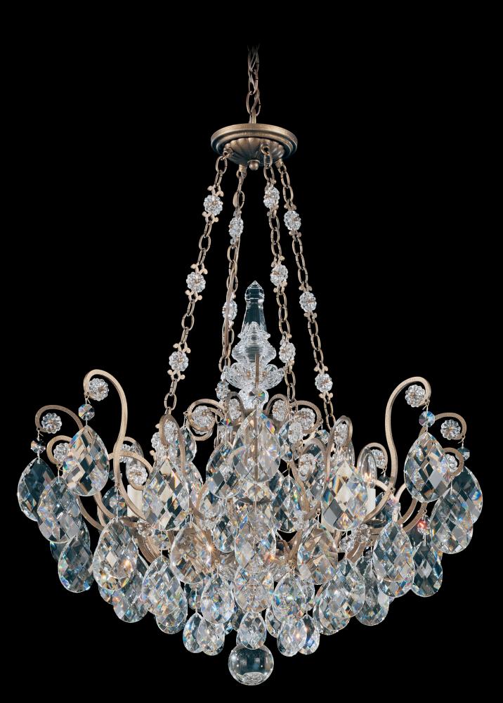 Renaissance 8 Light 120V Pendant in Antique Silver with Clear Crystals from Swarovski