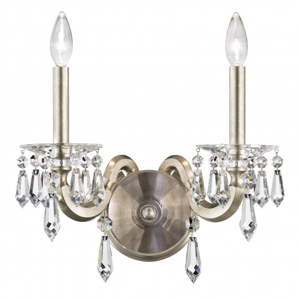 Napoli 2 Light 120V Wall Sconce in Etruscan Gold with Clear Radiance Crystal