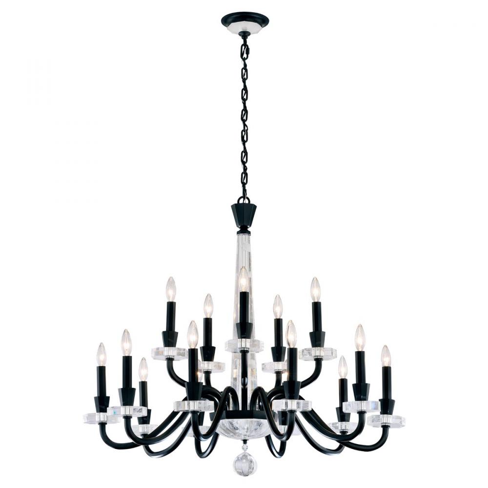Amadeus 15 Light 120V Chandelier in French Gold with Optic Haze Quartz