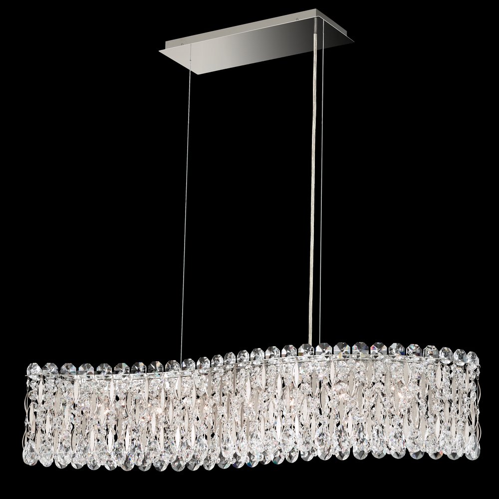 Sarella 7 Light 120V Linear Pendant in Black with Clear Crystals from Swarovski