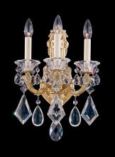 Schonbek 1870 5071-27S - La Scala 3 Light 120V Wall Sconce in Parchment Gold with Clear Crystals from Swarovski