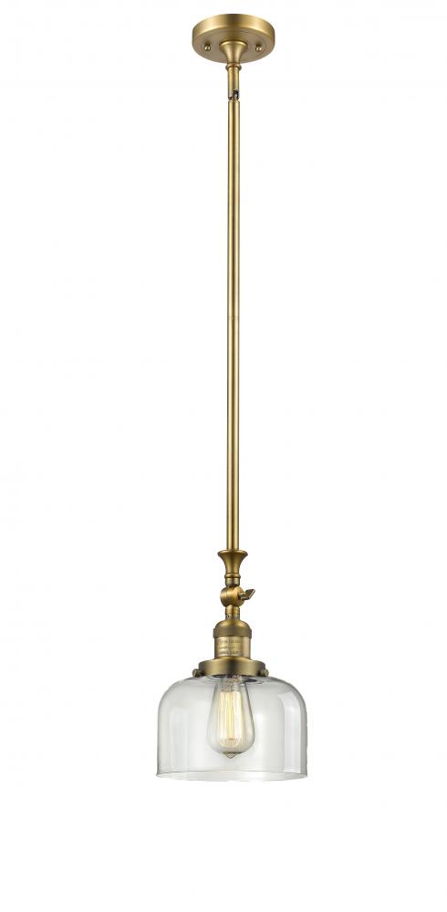 Bell - 1 Light - 8 inch - Brushed Brass - Stem Hung - Adjustable Mini Pendant