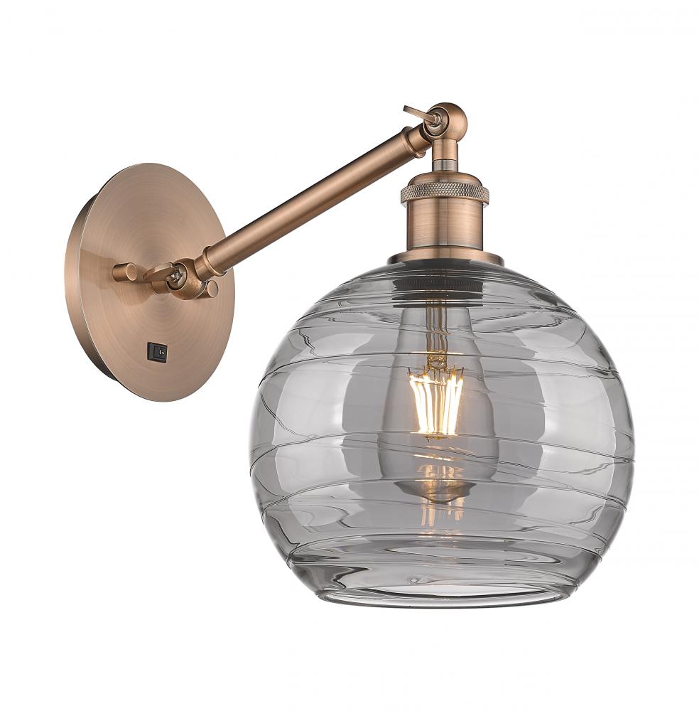 Athens Deco Swirl - 1 Light - 8 inch - Antique Copper - Adjustable Sconce