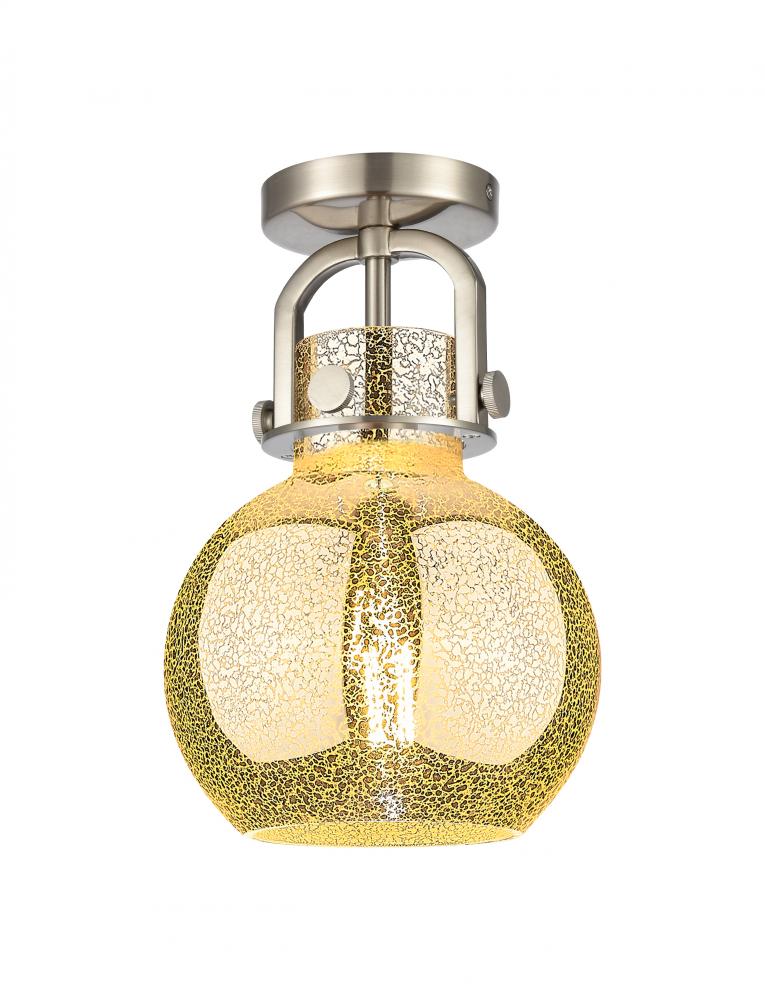 Newton Sphere - 1 Light - 8 inch - Satin Nickel - Flush Mount