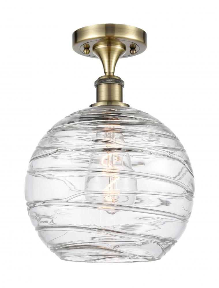 Athens Deco Swirl - 1 Light - 10 inch - Antique Brass - Semi-Flush Mount