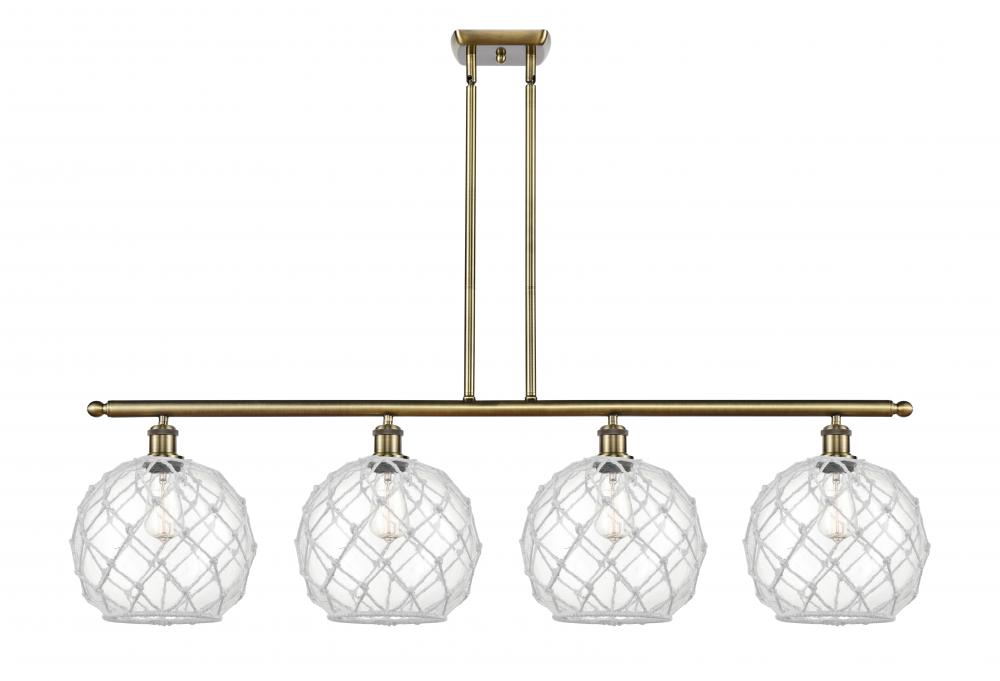 Farmhouse Rope - 4 Light - 48 inch - Antique Brass - Stem Hung - Island Light