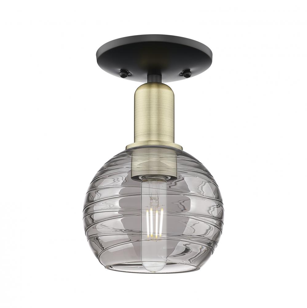 Athens Deco Swirl - 1 Light - 6 inch - Satin Gold - Semi-Flush Mount