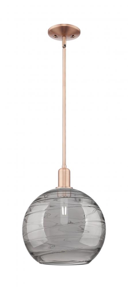 Athens Deco Swirl - 1 Light - 12 inch - Antique Copper - Stem hung - Mini Pendant