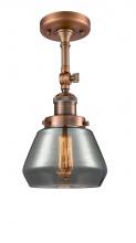 Innovations Lighting 201F-AC-G173-LED - Fulton - 1 Light - 7 inch - Antique Copper - Adjustable Semi-Flush Mount