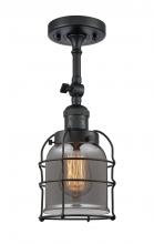 Innovations Lighting 201F-BK-G53-CE - Bell Cage - 1 Light - 6 inch - Matte Black - Adjustable Semi-Flush Mount