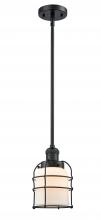 Innovations Lighting 201S-BK-G51-CE-LED - Bell Cage - 1 Light - 6 inch - Matte Black - Stem Hung - Mini Pendant