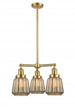 Innovations Lighting 207-SG-G146 - Chatham - 3 Light - 24 inch - Satin Gold - Stem Hung - Chandelier