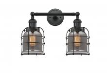 Innovations Lighting 208-BK-G53-CE - Bell Cage - 2 Light - 16 inch - Matte Black - Adjustable Bath Vanity Light