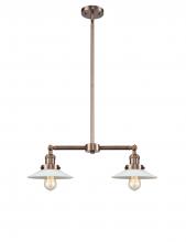 Innovations Lighting 209-AC-G1-LED - Halophane - 2 Light - 21 inch - Antique Copper - Stem Hung - Adjustable Island Light