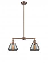 Innovations Lighting 209-AC-G173-LED - Fulton - 2 Light - 21 inch - Antique Copper - Stem Hung - Adjustable Island Light