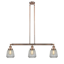 Innovations Lighting 213-AC-G142-LED - Chatham - 3 Light - 39 inch - Antique Copper - Stem Hung - Adjustable Island Light