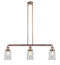 Innovations Lighting 213-AC-G184-LED - Canton - 3 Light - 39 inch - Antique Copper - Stem Hung - Adjustable Island Light