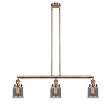Innovations Lighting 213-AC-G53 - Bell - 3 Light - 38 inch - Antique Copper - Stem Hung - Adjustable Island Light