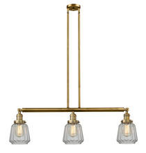 Innovations Lighting 213-BB-G142-LED - Chatham - 3 Light - 39 inch - Brushed Brass - Stem Hung - Adjustable Island Light