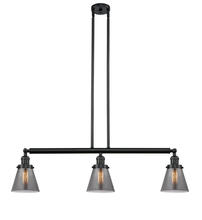 Innovations Lighting 213-BK-G63-LED - Cone - 3 Light - 39 inch - Matte Black - Stem Hung - Adjustable Island Light