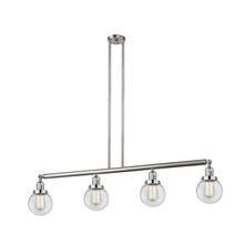 Innovations Lighting 214-SN-G202-6-LED - Beacon - 4 Light - 51 inch - Brushed Satin Nickel - Stem Hung - Adjustable Island Light