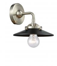 Innovations Lighting 284-1W-SN-M6-BK-LED - Railroad - 1 Light - 8 inch - Brushed Satin Nickel - Sconce