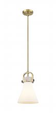 Innovations Lighting 410-1SS-BB-G411-8WH - Newton Cone - 1 Light - 8 inch - Brushed Brass - Mini Pendant