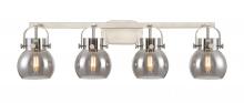 Innovations Lighting 423-4W-SN-G410-6SM - Pilaster II Sphere - 4 Light - 37 inch - Satin Nickel - Bath Vanity Light