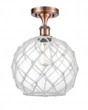Innovations Lighting 516-1C-AC-G122-10RW-LED - Farmhouse Rope - 1 Light - 10 inch - Antique Copper - Semi-Flush Mount