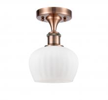 Innovations Lighting 516-1C-AC-G91-LED - Fenton - 1 Light - 7 inch - Antique Copper - Semi-Flush Mount