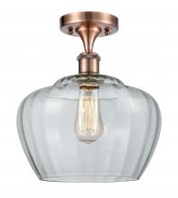 Innovations Lighting 516-1C-AC-G92-L-LED - Fenton - 1 Light - 11 inch - Antique Copper - Semi-Flush Mount