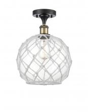 Innovations Lighting 516-1C-BAB-G122-10RW - Farmhouse Rope - 1 Light - 10 inch - Black Antique Brass - Semi-Flush Mount