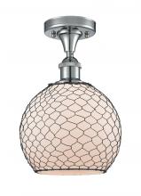 Innovations Lighting 516-1C-PC-G121-8CBK-LED - Farmhouse Chicken Wire - 1 Light - 8 inch - Polished Chrome - Semi-Flush Mount