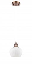 Innovations Lighting 516-1P-AC-G91-LED - Fenton - 1 Light - 7 inch - Antique Copper - Cord hung - Mini Pendant